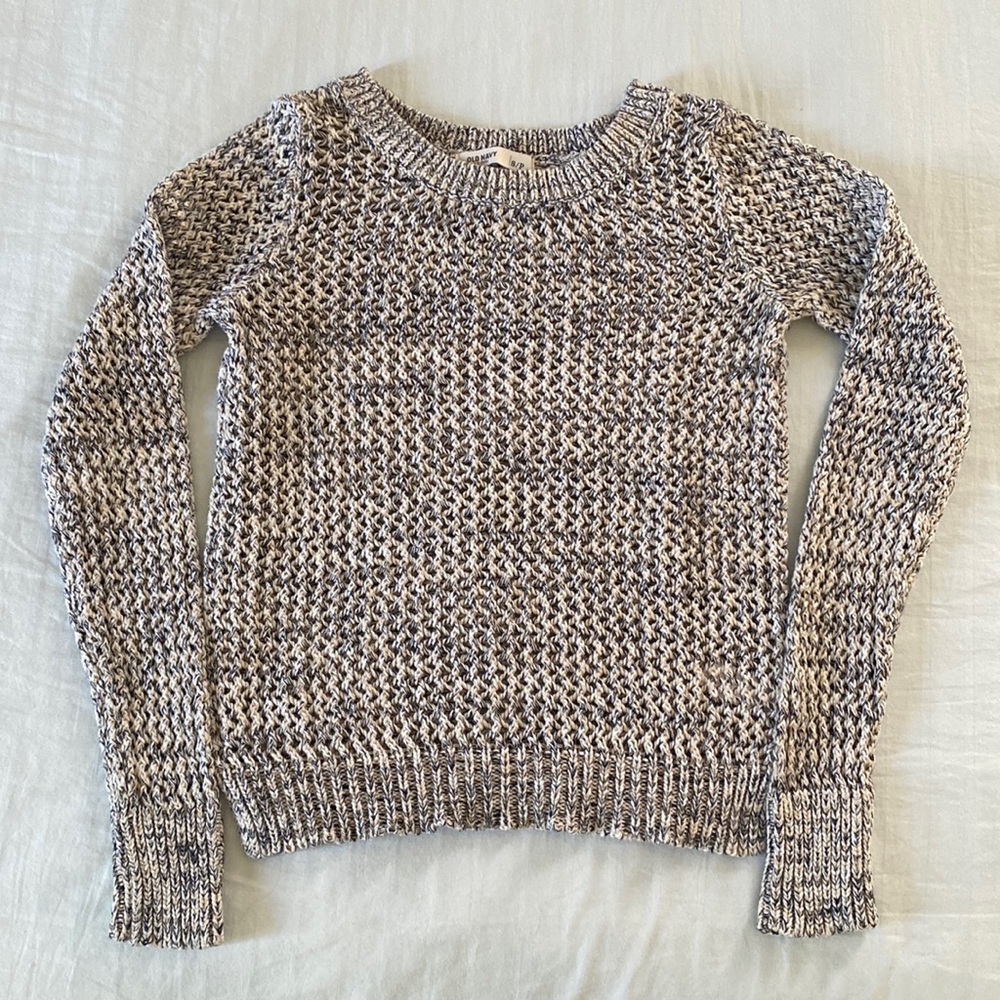Old Navy Open Knit Neutral Cream Black Pullover Sweater in size SP